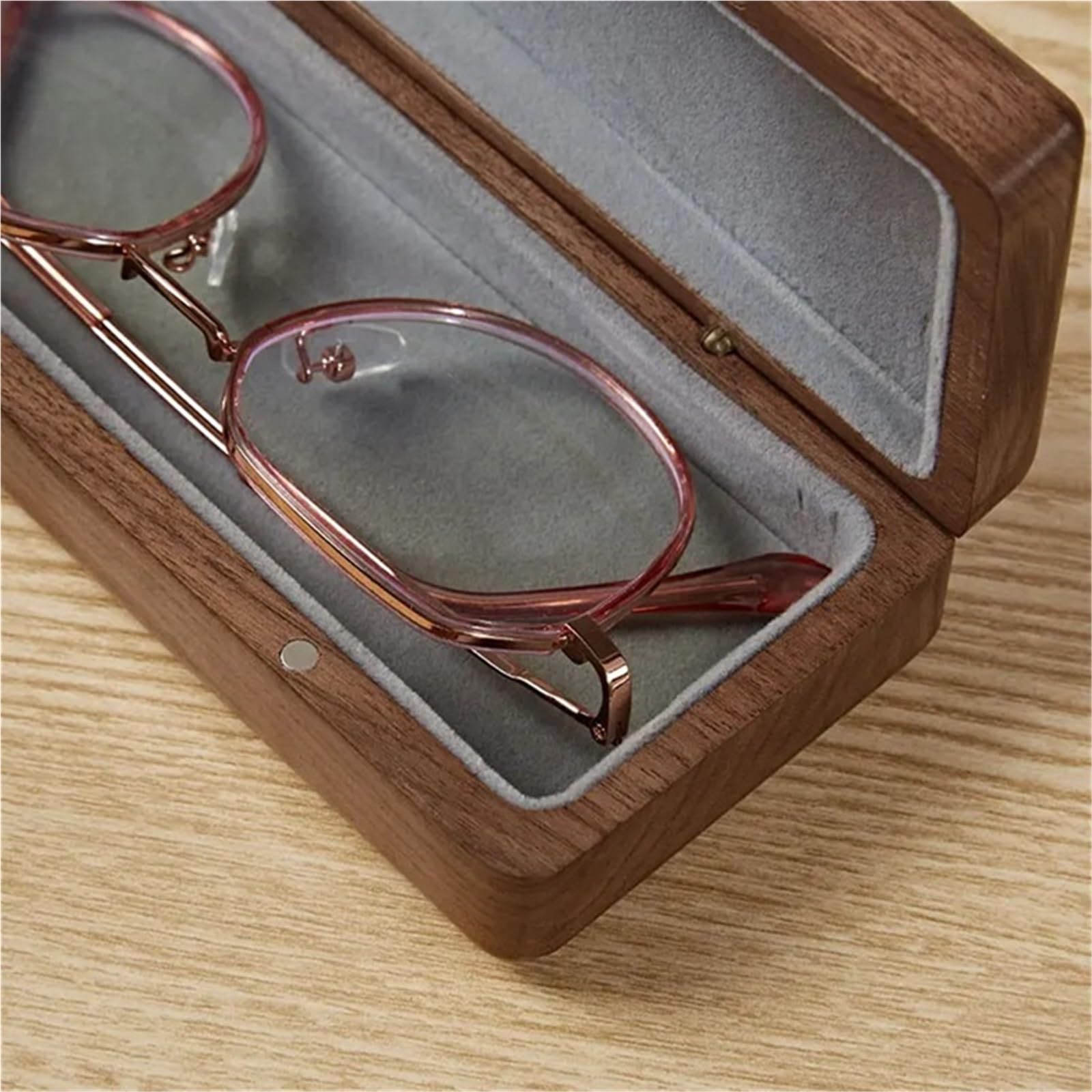 1 Uds. Estuche de madera maciza for gafas, caja Retro nogal, almacenamiento portátil for negocios for miopía for hombres y mujeres para Gafas