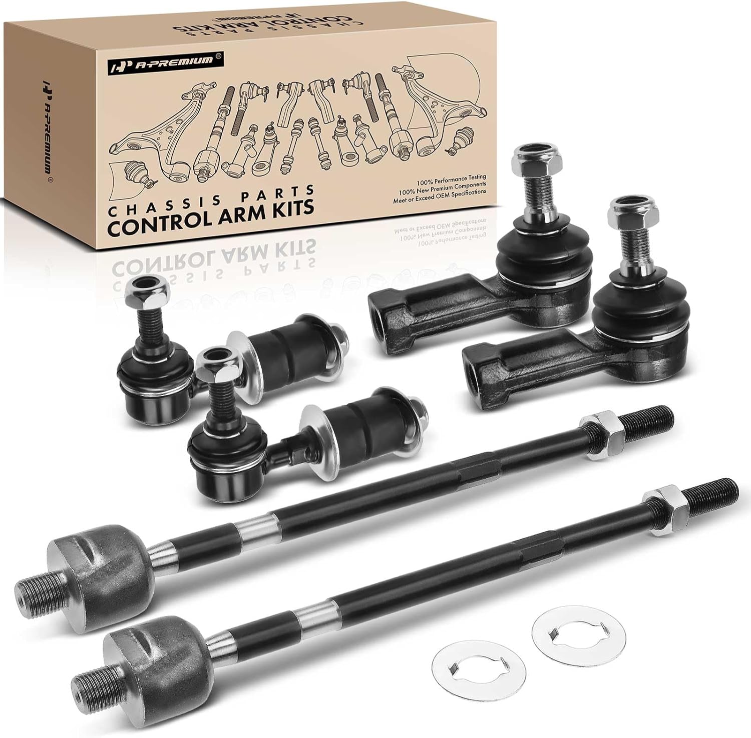 A-Premium Set of 6, Front Sway Bar Link, Inner Outer Tie Rod End, Compatible with Mitsubishi Outlander 2003 2004 2005 2006 L4 2.4L