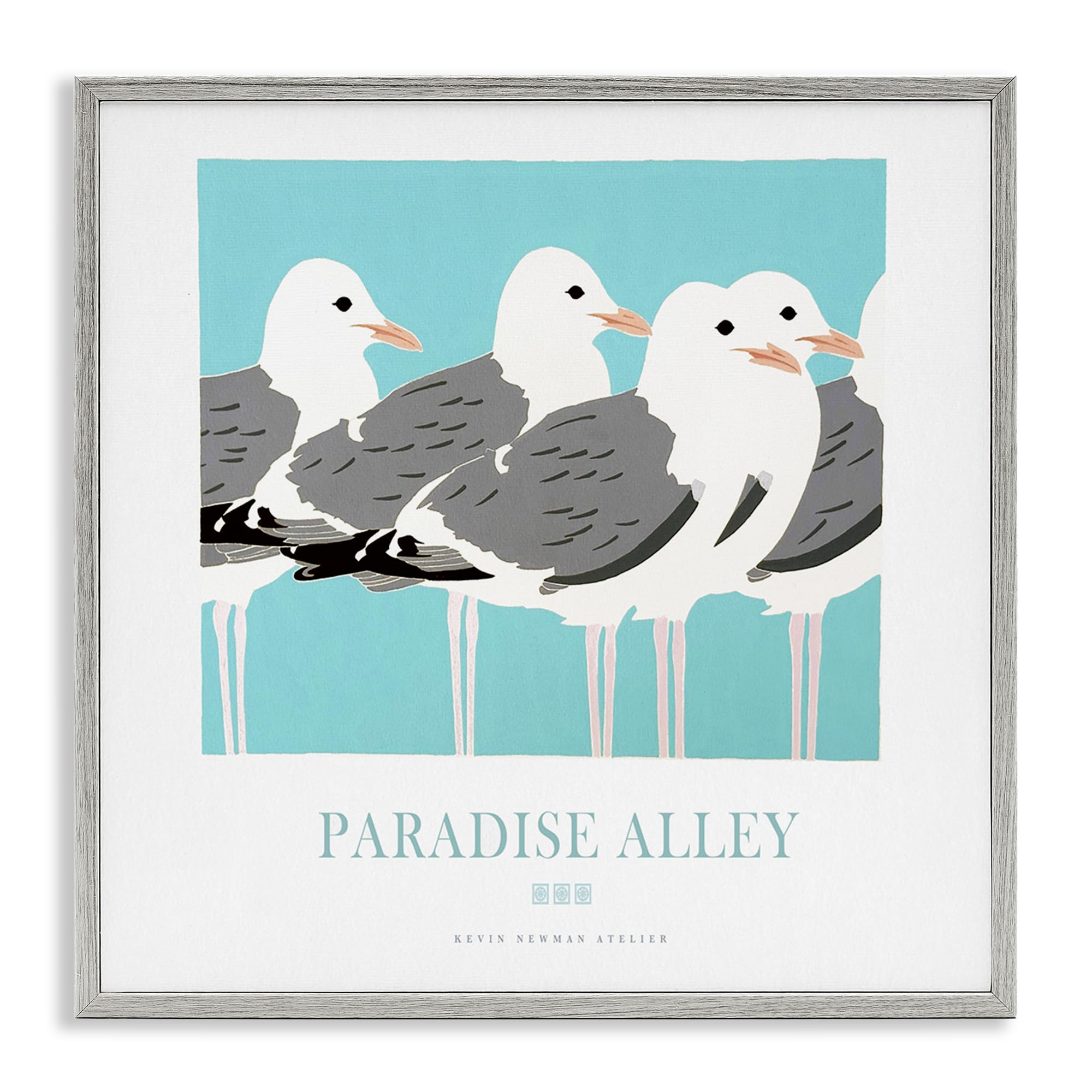 Stupell Industries 'Paradise Alley Seagull Gathering', Framed Giclee Art, Gray, 12 x 12 Inches, Easy to Hang and Sturdy, Made in USA, by Jadei Graphics