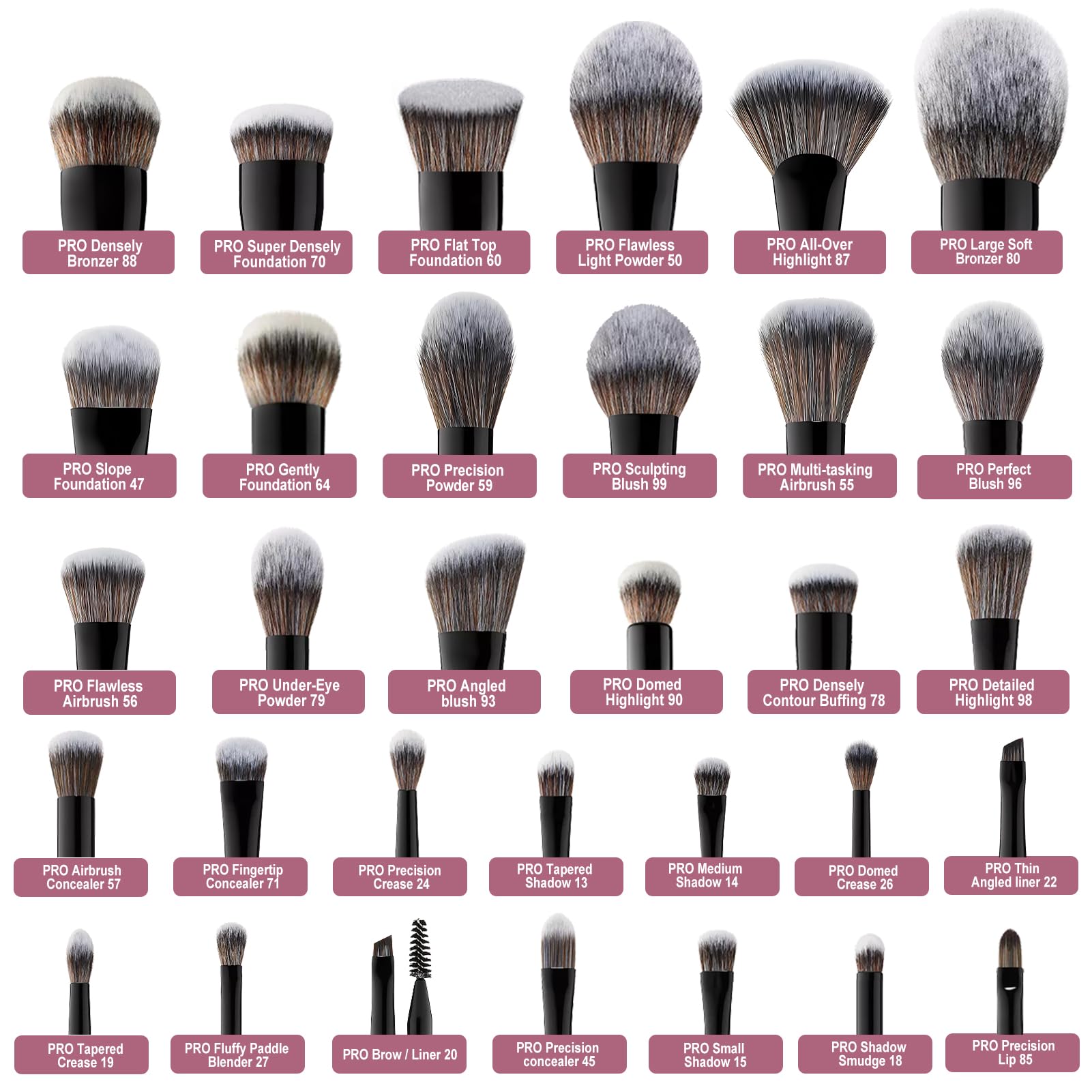 Bueart Design 32Pcs PRO Grade Makeup Brushes Set with Super large Holder, Premium Ultra-soft Synthetic Foundation Contour Powder Blush Concealer Eyeshadow Classic Black Make up Brush