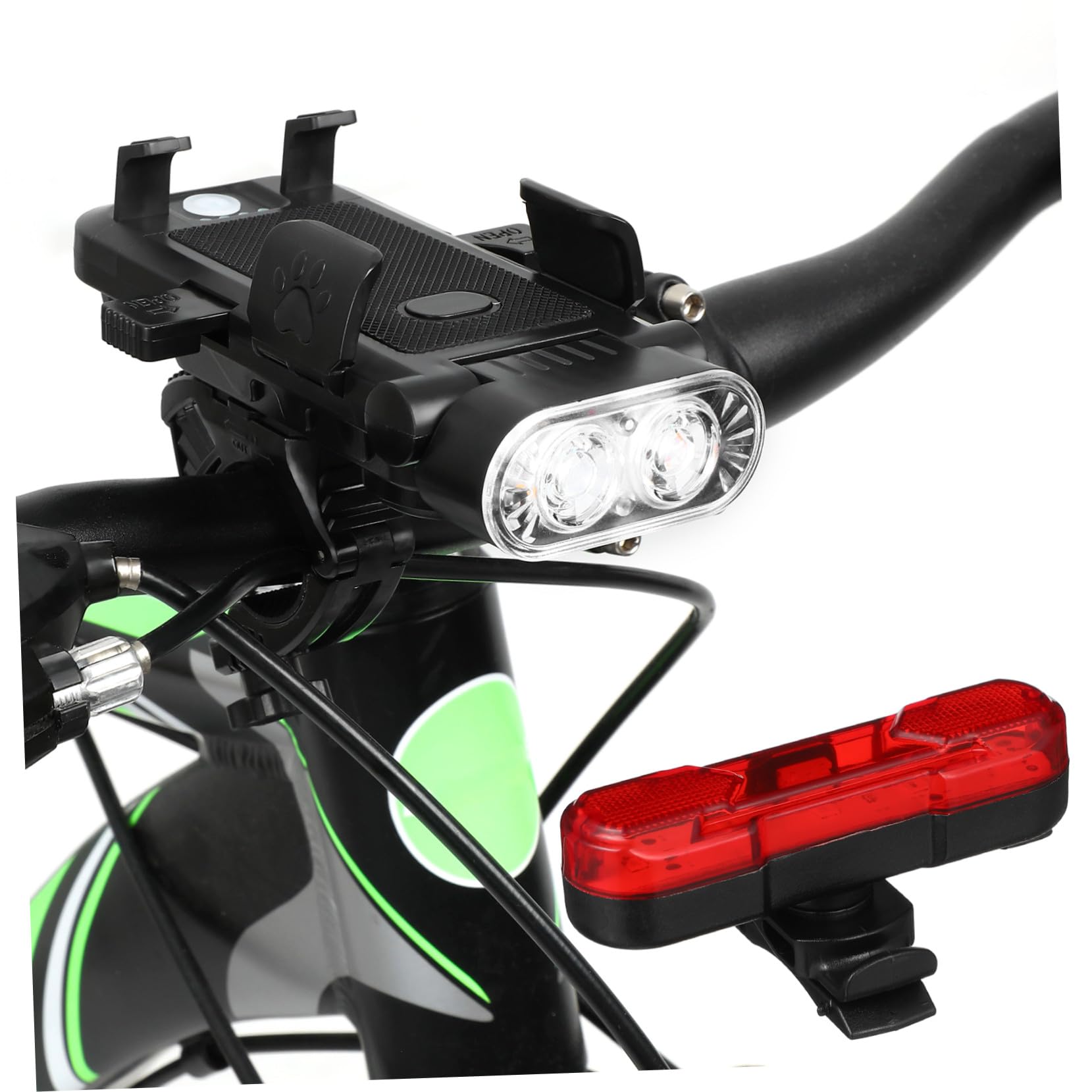 Kit éclairage vélo 4000mah rechargeable avec klaxon et support téléphone - 8