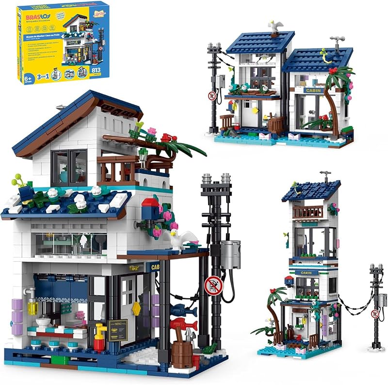 Blocos de Montar Construção Brinquedo STEM Arquitetura Edifício Casa DIY 4.9mm Compatível (813 Peças)