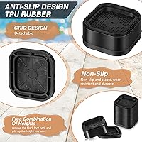 Vista 4 de Ecally Elevadores de cama ajustables para muebles, elevadores de patas de escritorio de 1.38 pulgadas, apilables, resistentes, elevadores de cama