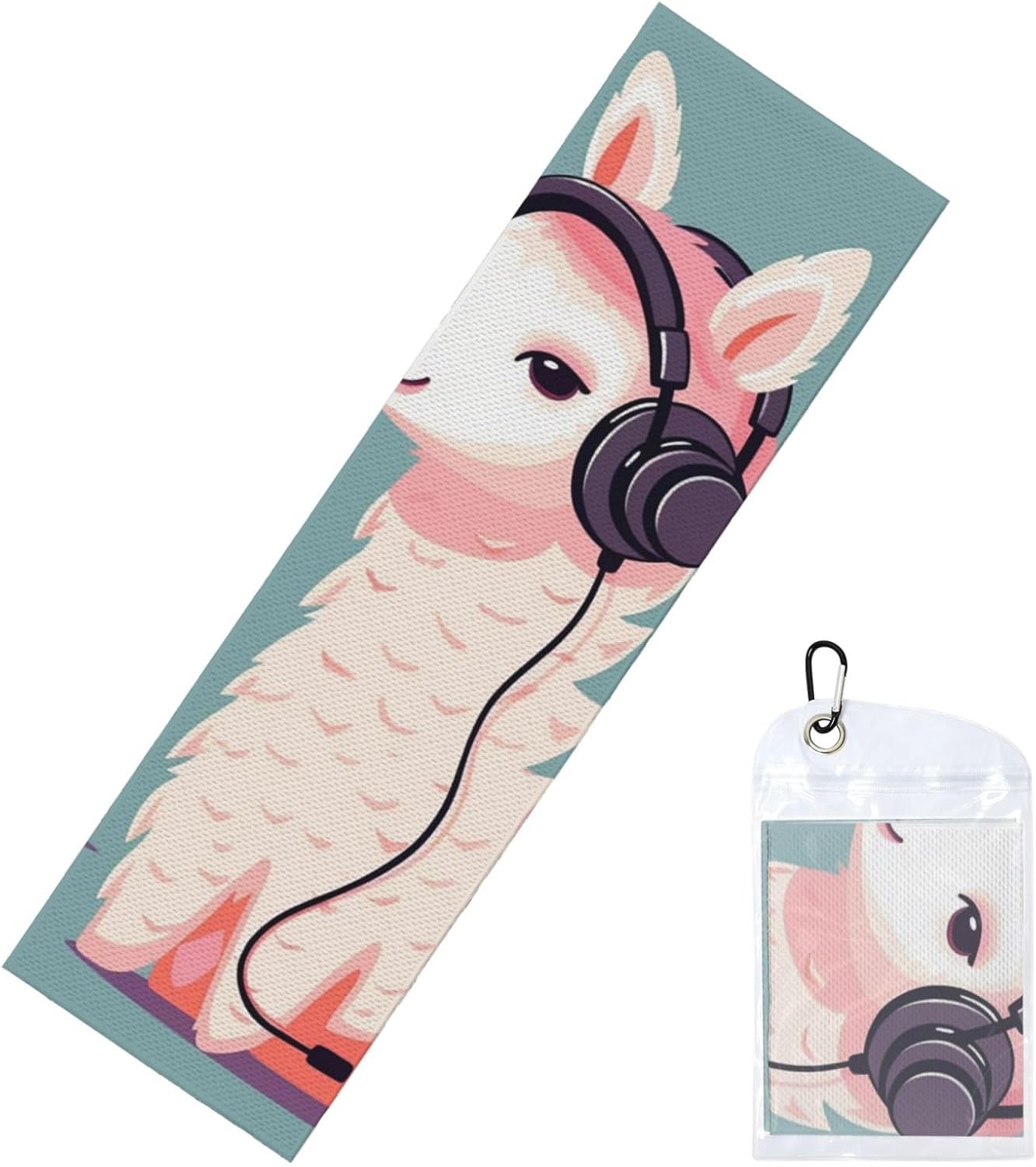 Cooling Towels for Neck and Face (40″x12″) Cool Towel Soft Breathable Ice Towels for Workout Yoga Sport Gym Cute Llama with Headset Towel Neck Microfiber Quick Drying More Activities