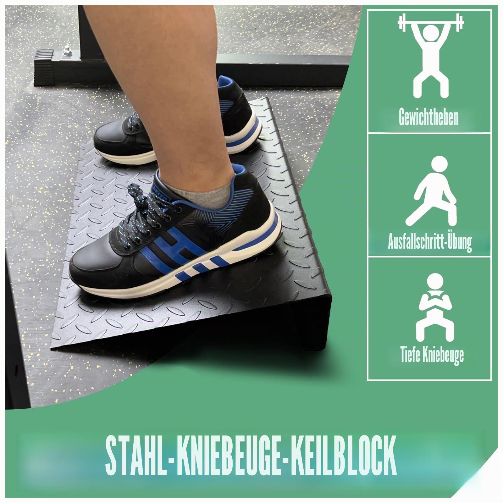 Stahl Squat Wedge Block, Squat Board für Squats, Heel Elevated Squat Wedge, Gewichtheben, Split Squat Stand, Slant Block Board für Waden Stretching