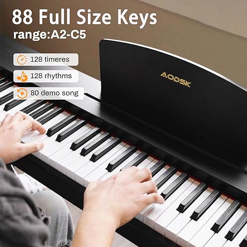 Miniatura 2 de AODSK Beginner Digital Piano 88 Key Keyboard,Full-size Electric Piano for Beginners,with Sheet Music Stand,Pedal,Power Adapter,Headphone