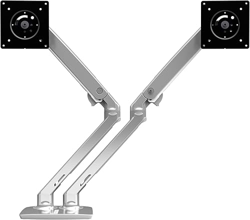 Miniatura 9 de Ergotron Brazo de monitor dual MXV, soporte de escritorio VESA para 2 monitores de hasta 24 pulgadas, 7 a 20 libras cada uno, negro mate