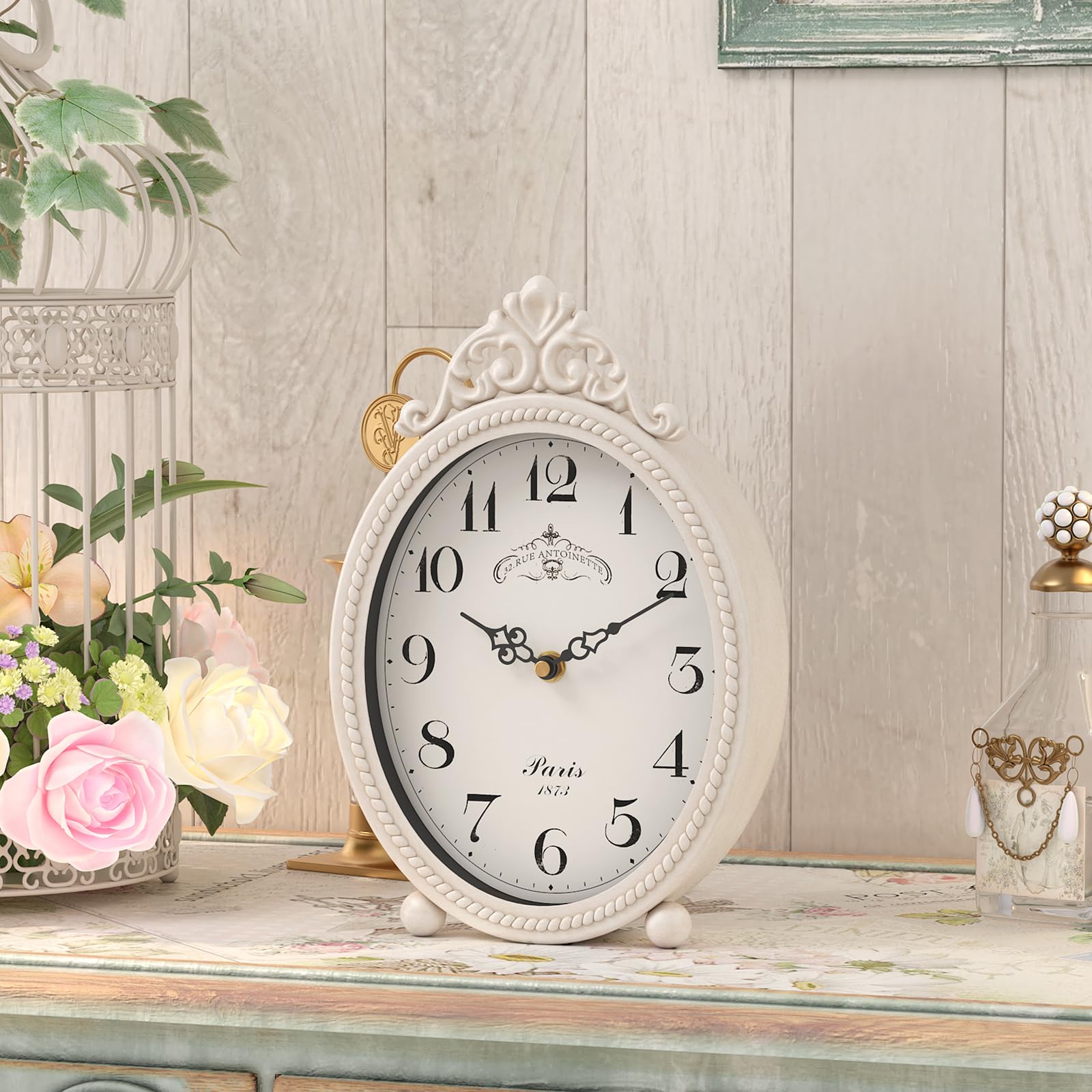 Vintage French Table Clock - Antique White -5 Vintage French Table Clock - Antique White -5