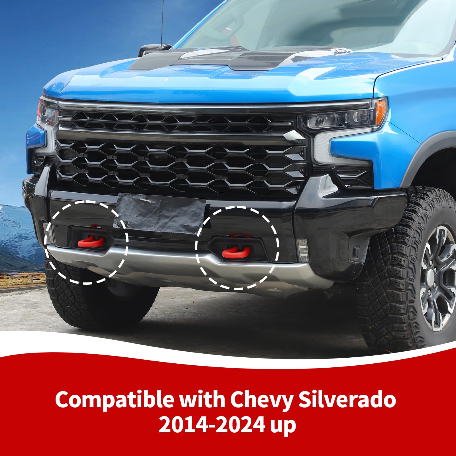 Tow Hook Covers For Chevy Silverado 1500 (2007-2024) | Front Tow Hook Protector Covers (Orange) - View #3