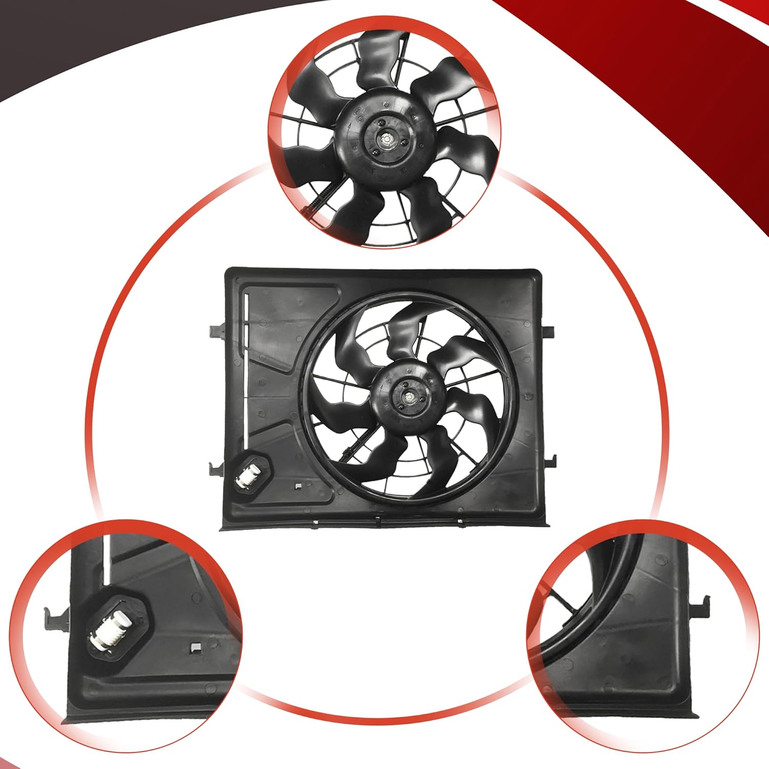 PartsFlow Radiator Cooling Fan Assembly Compatible with 2007 2008 2009 2010 Hyundai Elantra 2L 620-493