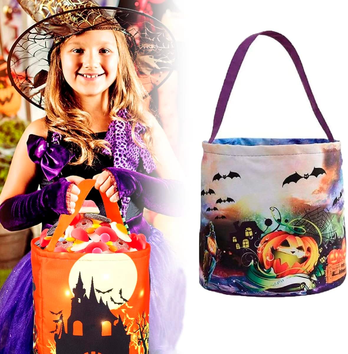 Amazon.com: Lyklasse Halloween Candy Bags Light up Halloween Trick or ...