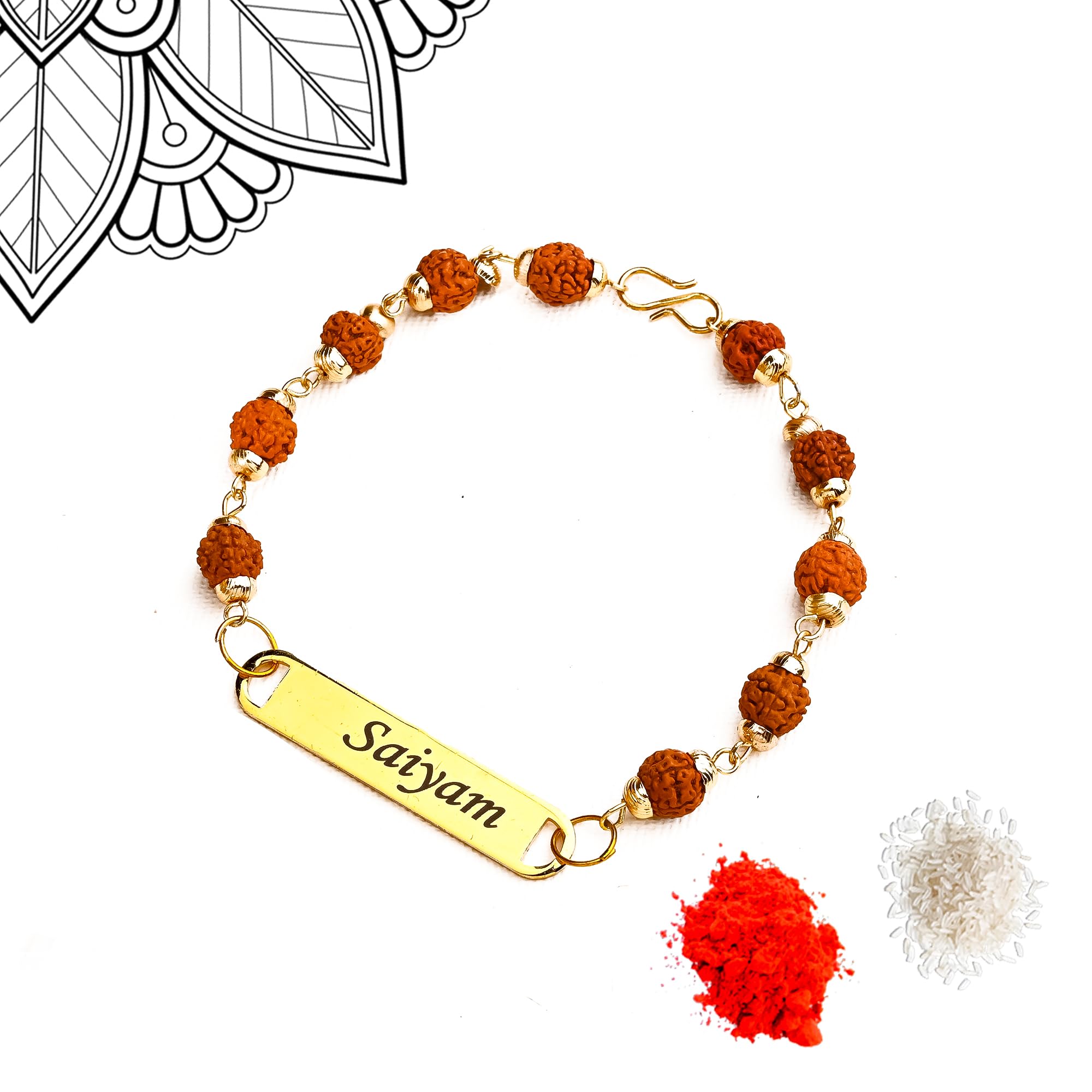 FOTO VALE GIFTS Personalized Rudraksha Rakhi. Customized Rakhi For Brother I Name engraved on Metal (Raksha Badhan) I Rudraksh Rakhi Bracelet I Rakhi for Brother (B0D9KHYMM8) Amazon Price History, Amazon Price Tracker