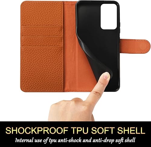 Miniatura 5 de Funda tipo cartera para Samsung Galaxy A53 5G de 6.5 pulgadas bloqueo RFID piel de vacuno con tapa de cuero genuino con tapa para libro, soporte
