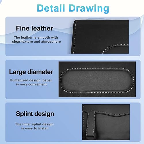 Miniatura 4 de Soporte para pañuelos de automóvil, servilletero para visera solar, funda de servilleta de cuero, dispensador de máscaras para automóvil, estuche de