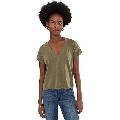Michael Stars Harlan Cropped V-Neck Tee