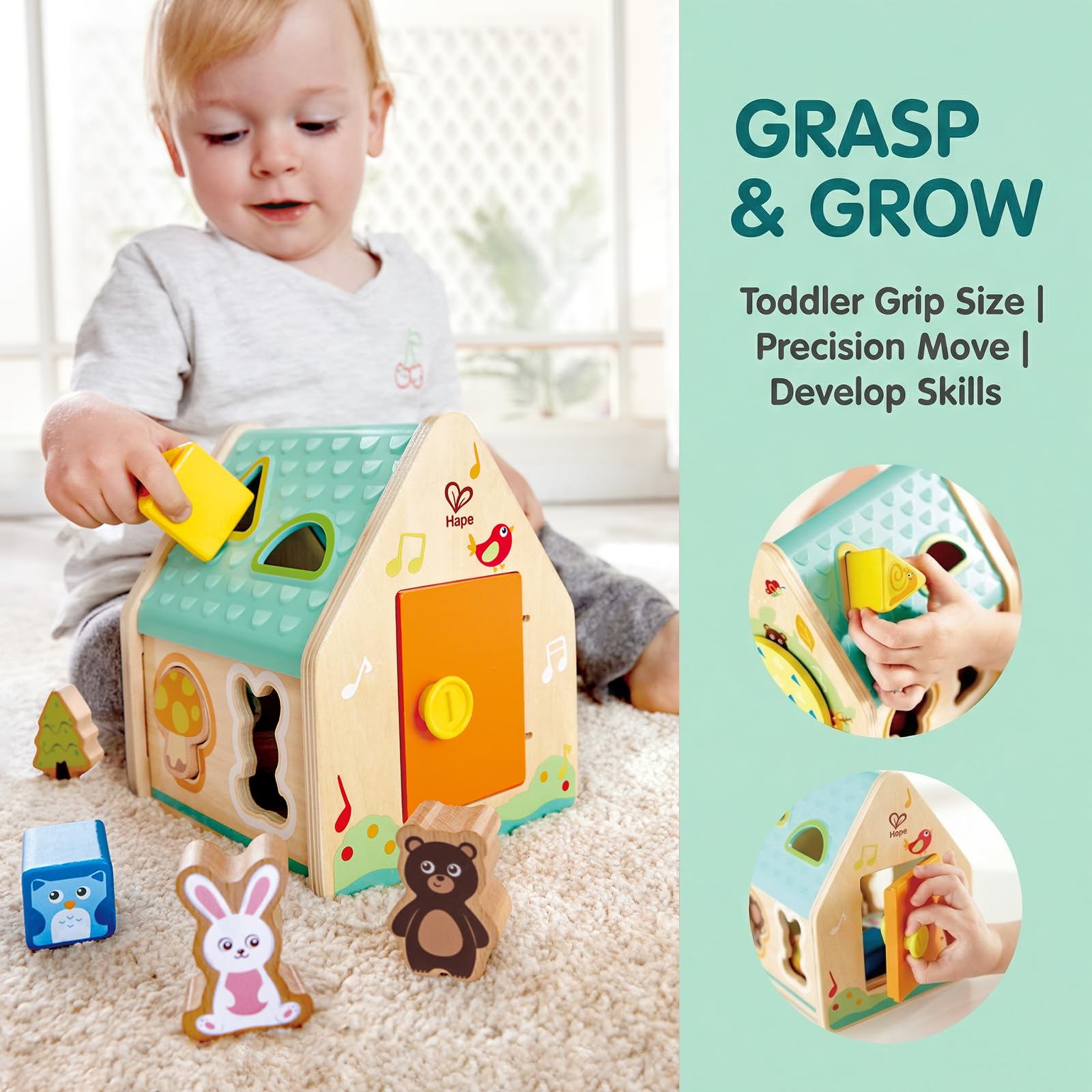 Fisher-Price Mon Trieur de Formes jouet bébé, boite avec 10 blocs