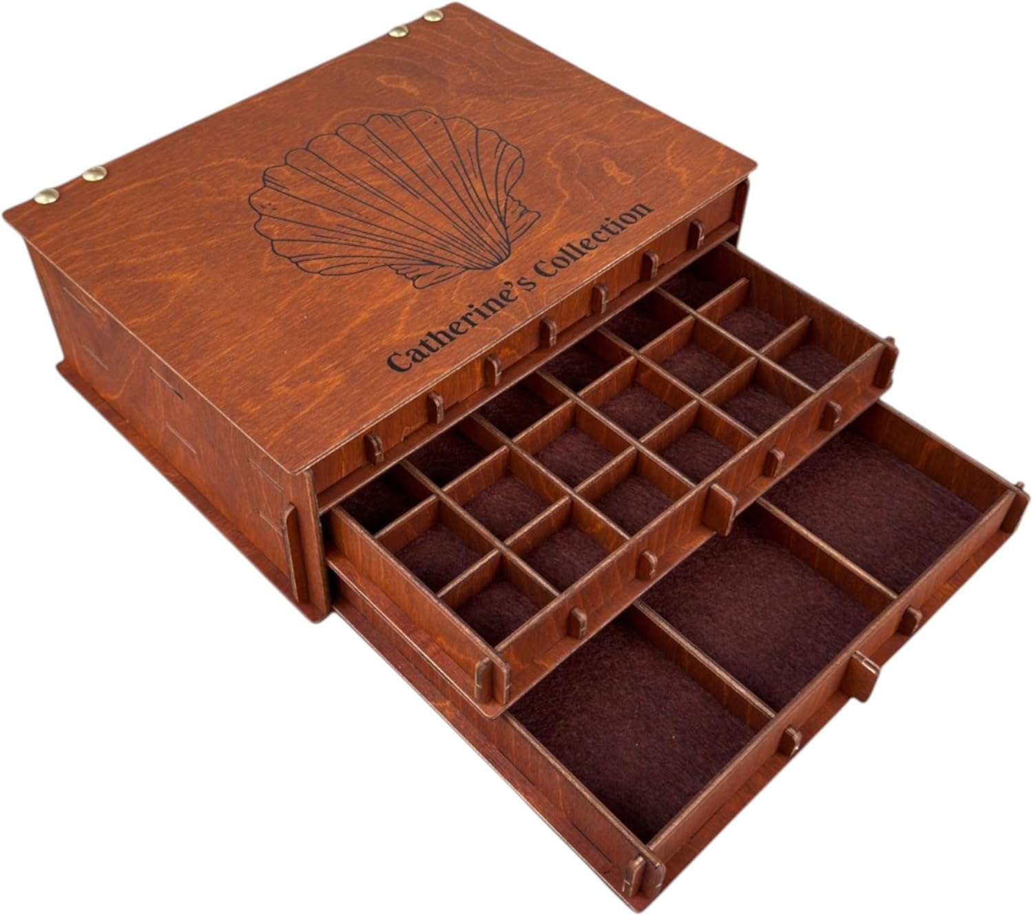 Custom Wooden Fossil Collection Storage Box – Personalized Drawer Case for Shark Tooth, Fossil Display & Organization
