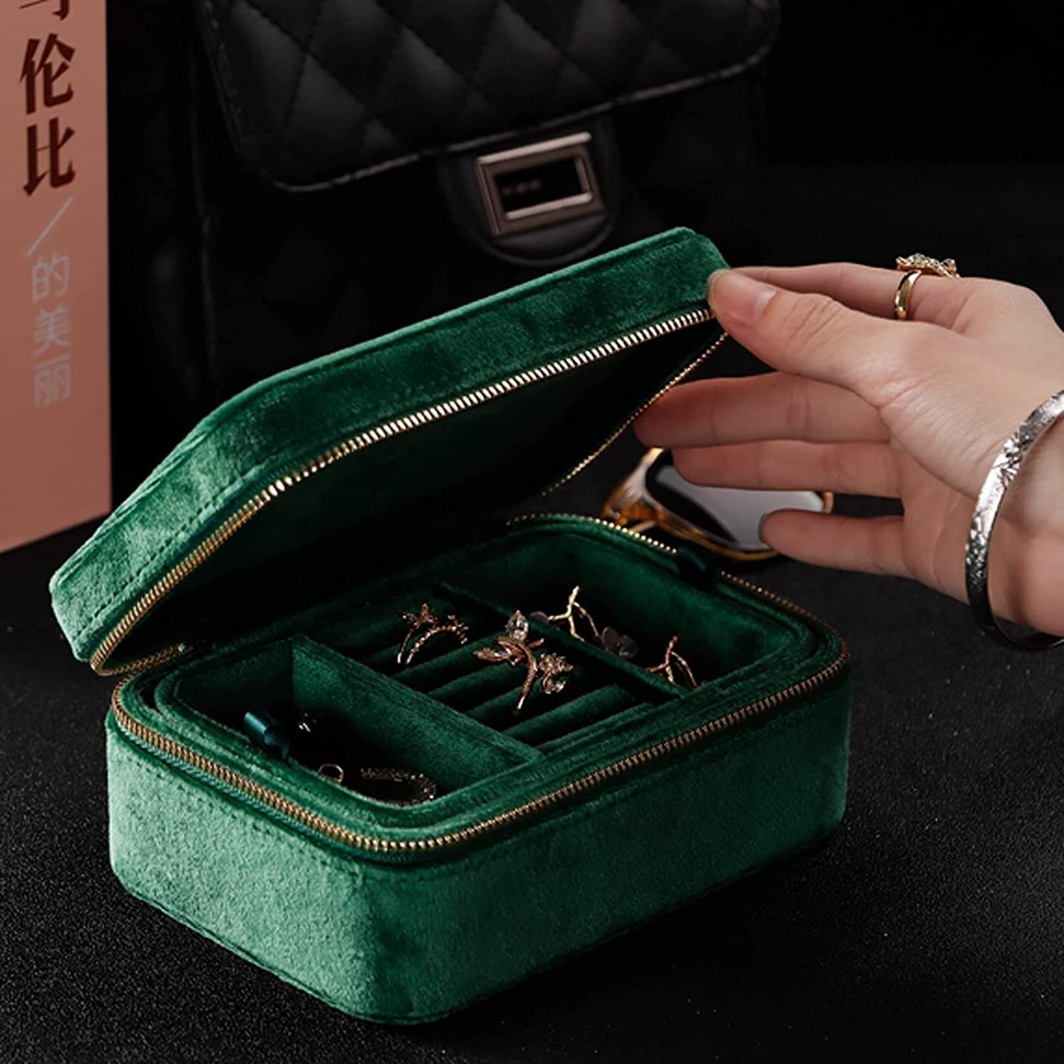 Zerodis étui à Bijoux En Flanelle Boîte à Bijoux En Flanelle Mallette