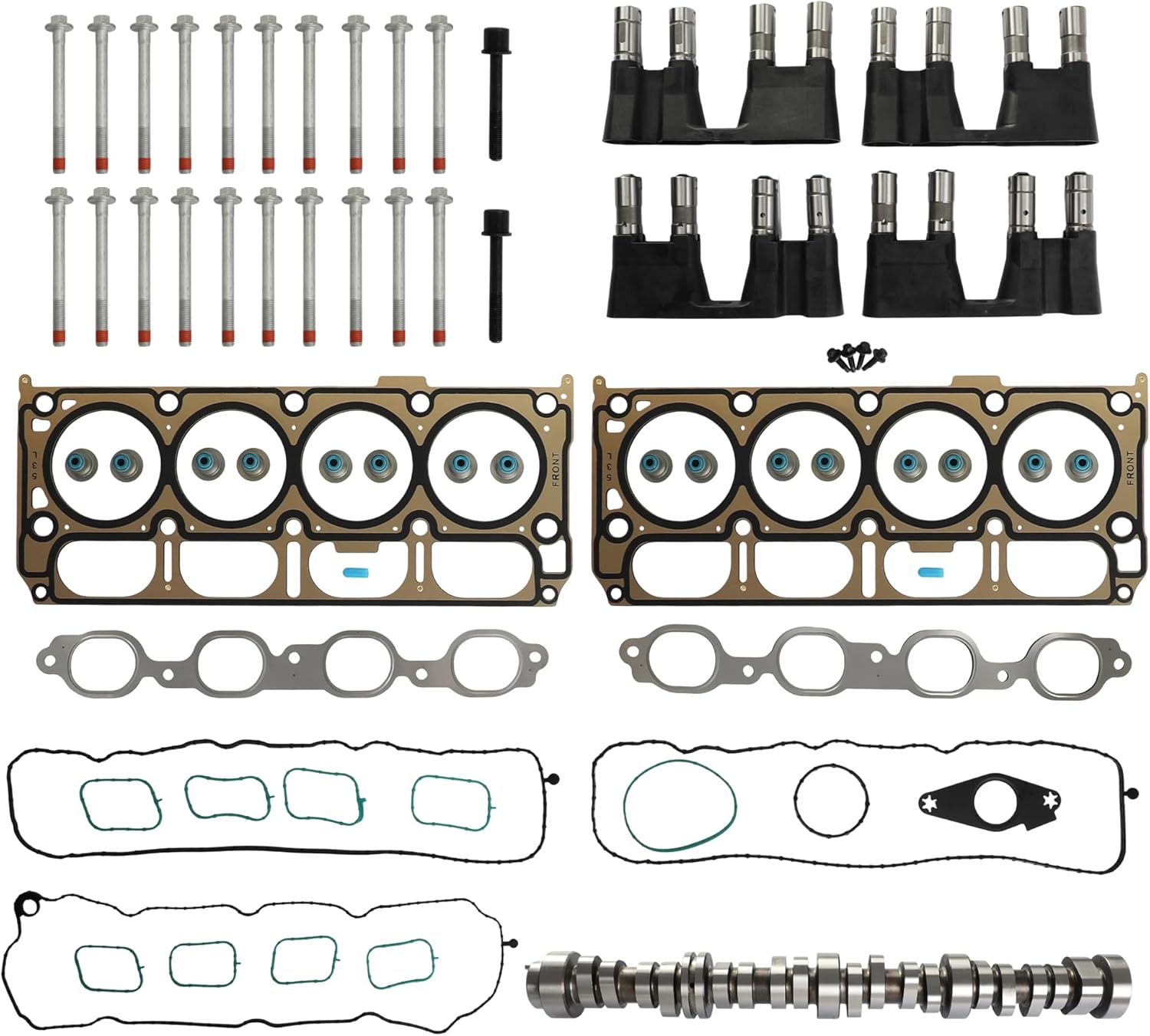 AFM DOD Camshaft Lifter Kit & Head Gasket Set Fit For GM Chevrolet Corvette Silverado 1500 2500 3500 Suburban Express Camaro Suburban Tahoe Gen V L83 5.3L 2014-2021 HS26744PT ES5438 12499225