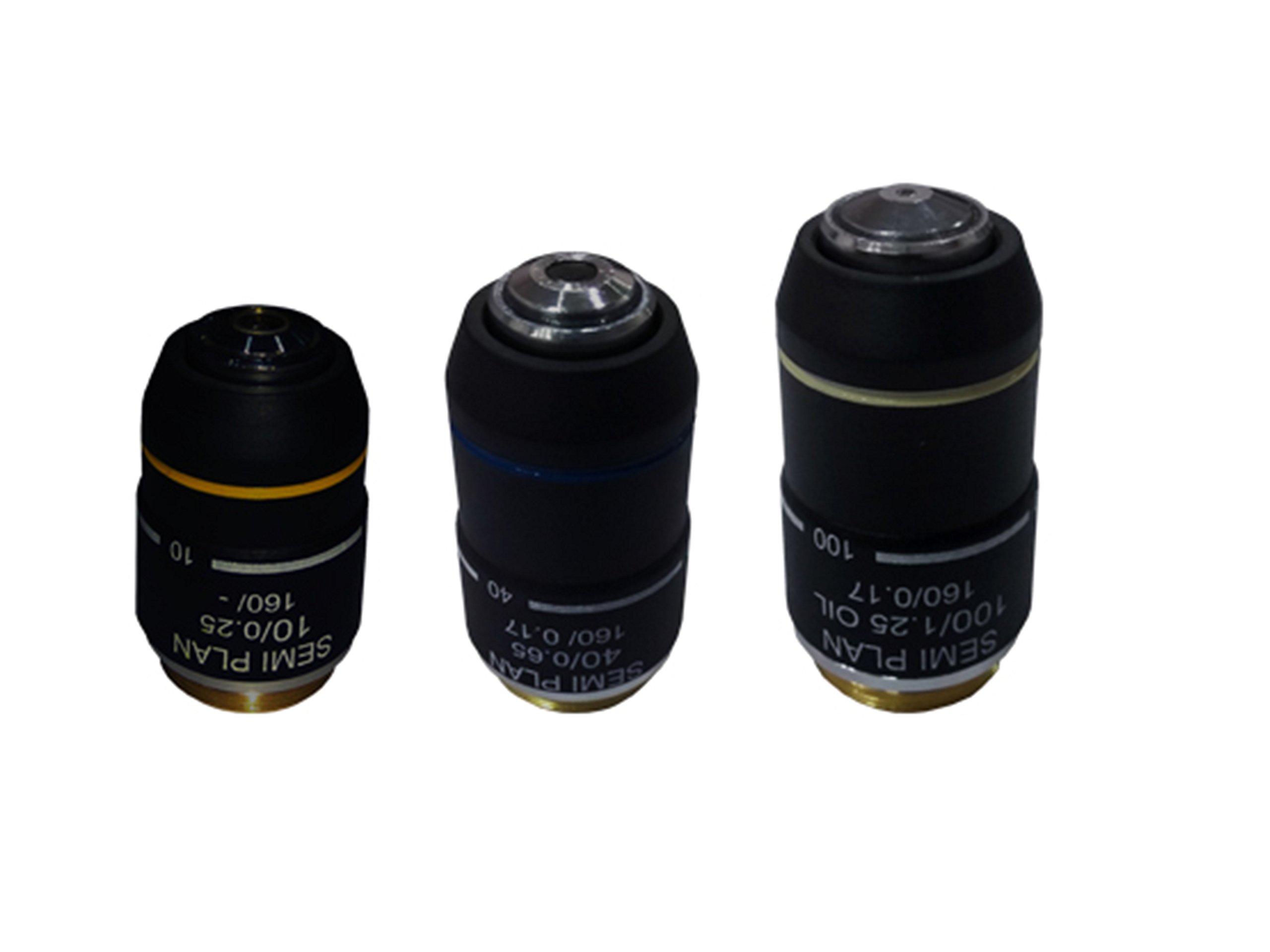 DIN SEMI Plan Microscope Objectives 10x 40x 100x by LABOVISION