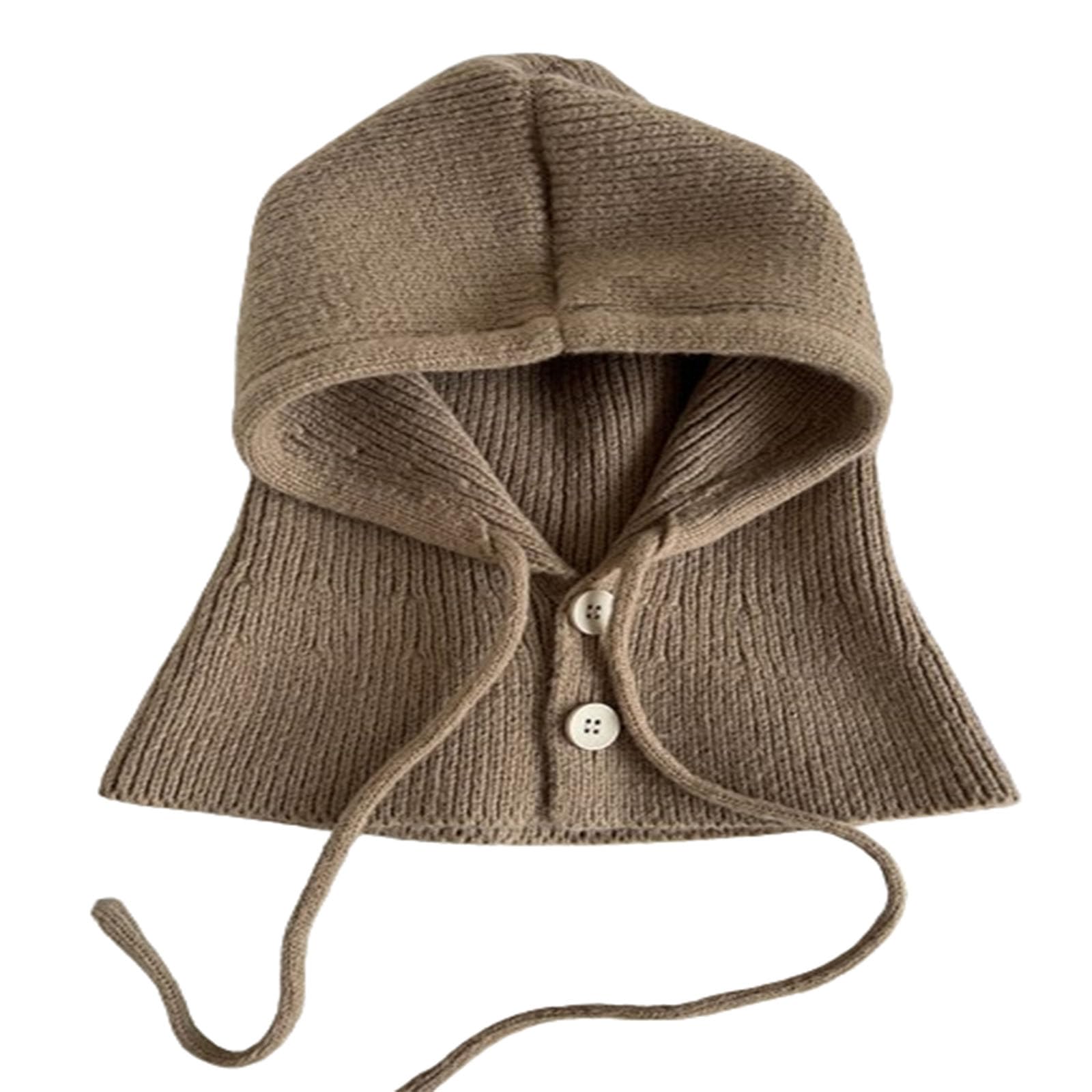 Pasamontañas con Botones, Gorro cálido para Mujer, Gorro y Bufanda Integrados, Cuello con Capucha versátil