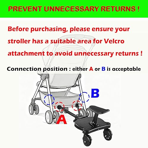 Miniatura 2 de Universal Stroller Board with Detachable Seat, 2 in 1 Buggy Board Suitable for Most Brands of Strollers, Holds Children Up to 55 lbs