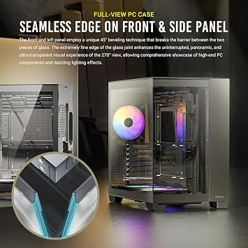 Antec C8 ARGB, 2X TQR 160mm ve 1x TQ 140mm ARGB PWM Fanlar Dahil,Çift Odacıklı Düzen, Tip-C, 360mm Radyatör Desteği, Dikişsiz TG Ön ve Yan Paneller, RTX 40 Uyumlu, Tam Kule E-ATX PC Kasası