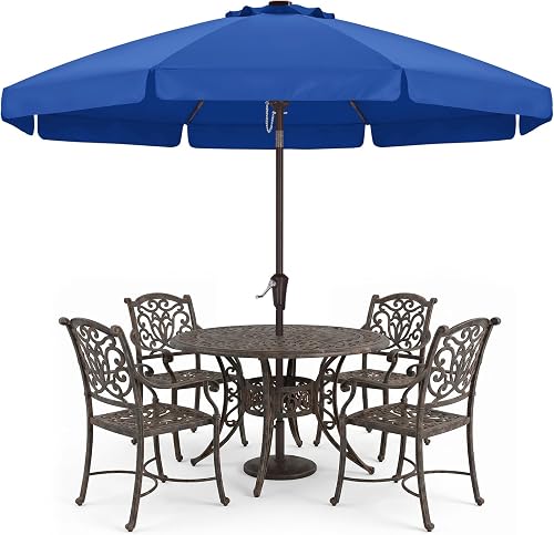 ABCCANOPY 10ft Scalloped Patio Umbrella, Outdoor Table Umbrella with Tilt and Crank, Fiberglass Ribs Deck Umbrella for Patio, Pool, Garden, Picnic (Blue)