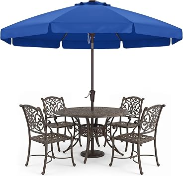 ABCCANOPY 9ft Scalloped Patio Umbrella, Outdoor Table Umbrella with Tilt and Crank, Fiberglass Ribs Deck Umbrella for Patio, Pool, Garden, Picnic Blue