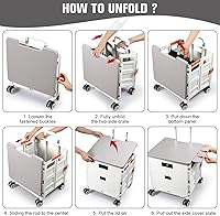 Vista 90 de FELICON SELORSS - Carrito plegable portátil con ruedas para subir escaleras y ruedas giratorias de 360°, mango telescópico, caja de plástico