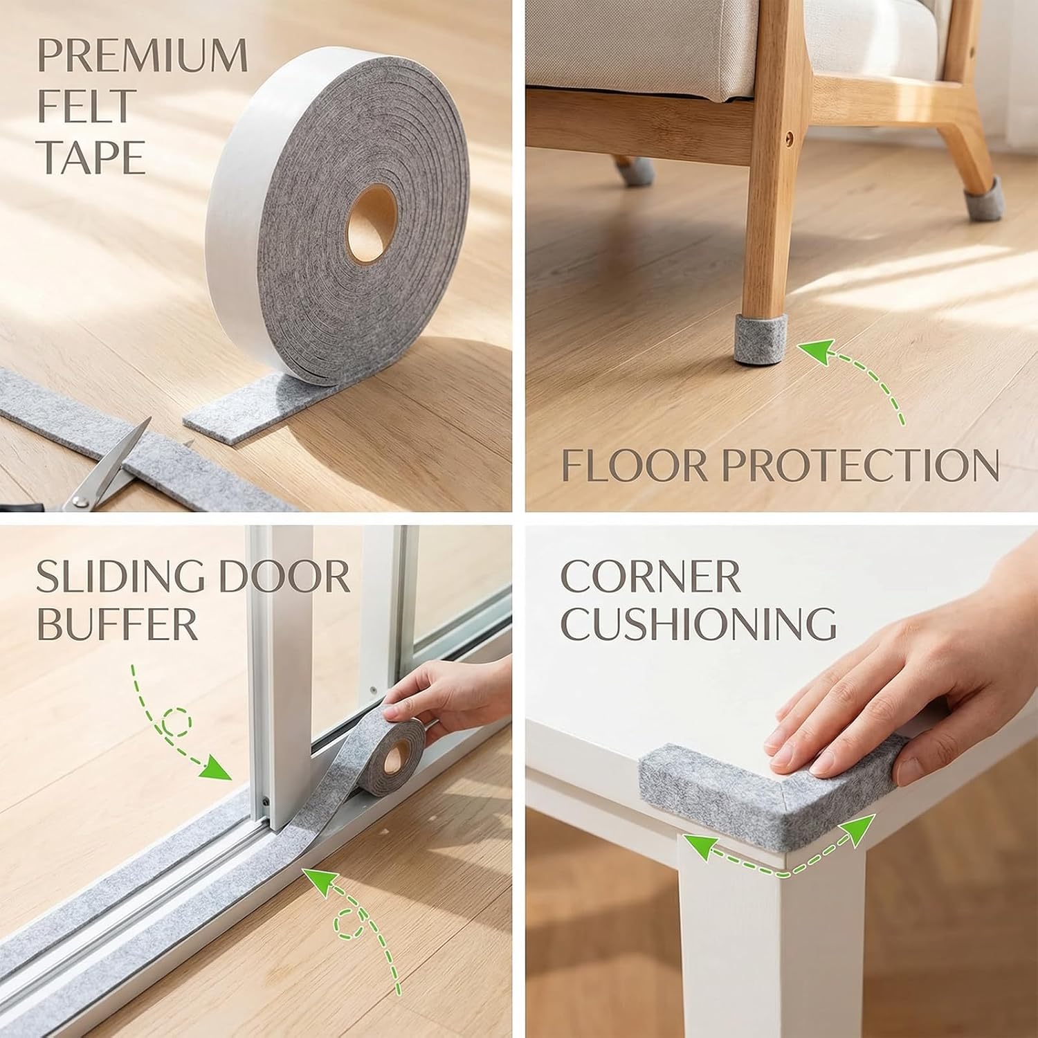 Grey Felt Strip, Self-Adhesive, 6 m x 2 cm x 0.4 cm, Felt Glider Roll Made of High-Quality Fibre Felt, Condensation Absorber Window, Furniture Felt, Chair & Furniture Protection, Non-Slip & Water