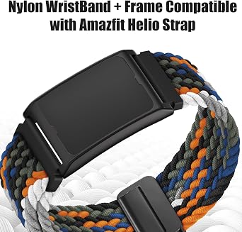Band Compatible with Amazfit Helio Strap, 22mm Nylon Braided Wristbands with Frame for Zepp Amazfit Helio Accessories Replacement Bands for Men Women