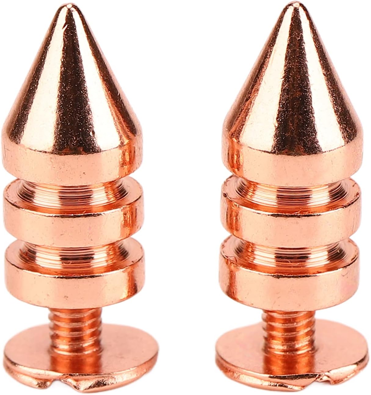 Cufaee 100 Sets Spiked Cone Spike Stud, Brass Rose Gold Screw Back Studs, Screwback Studs Rivets for DIY Clothing Shoes (7 * 15mm)