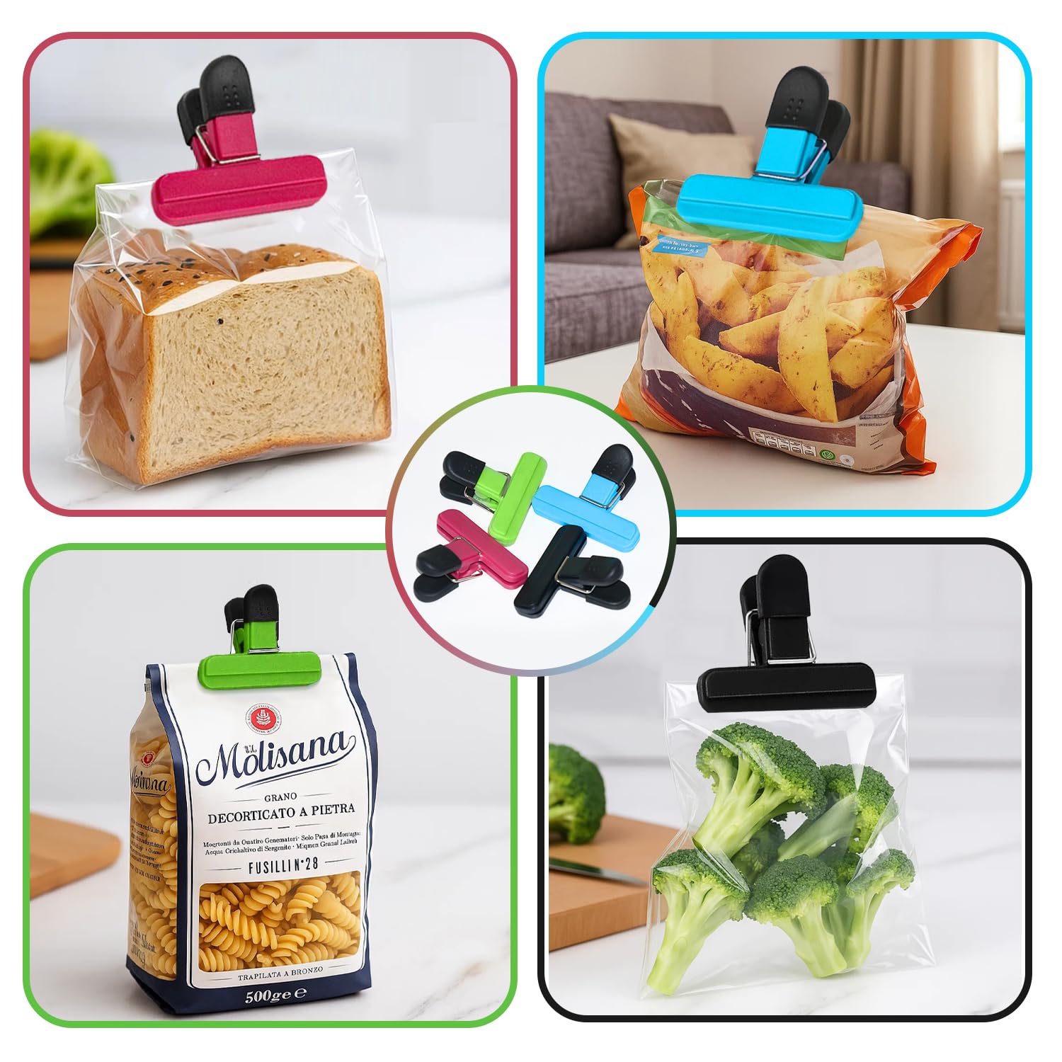 12 Pack Heavy Duty Chip Clips - Food Bag Clips For Storage, 6 Colors, 3 Inch, Air Tight Seal For Snacks, Bread, Coffee - View #10