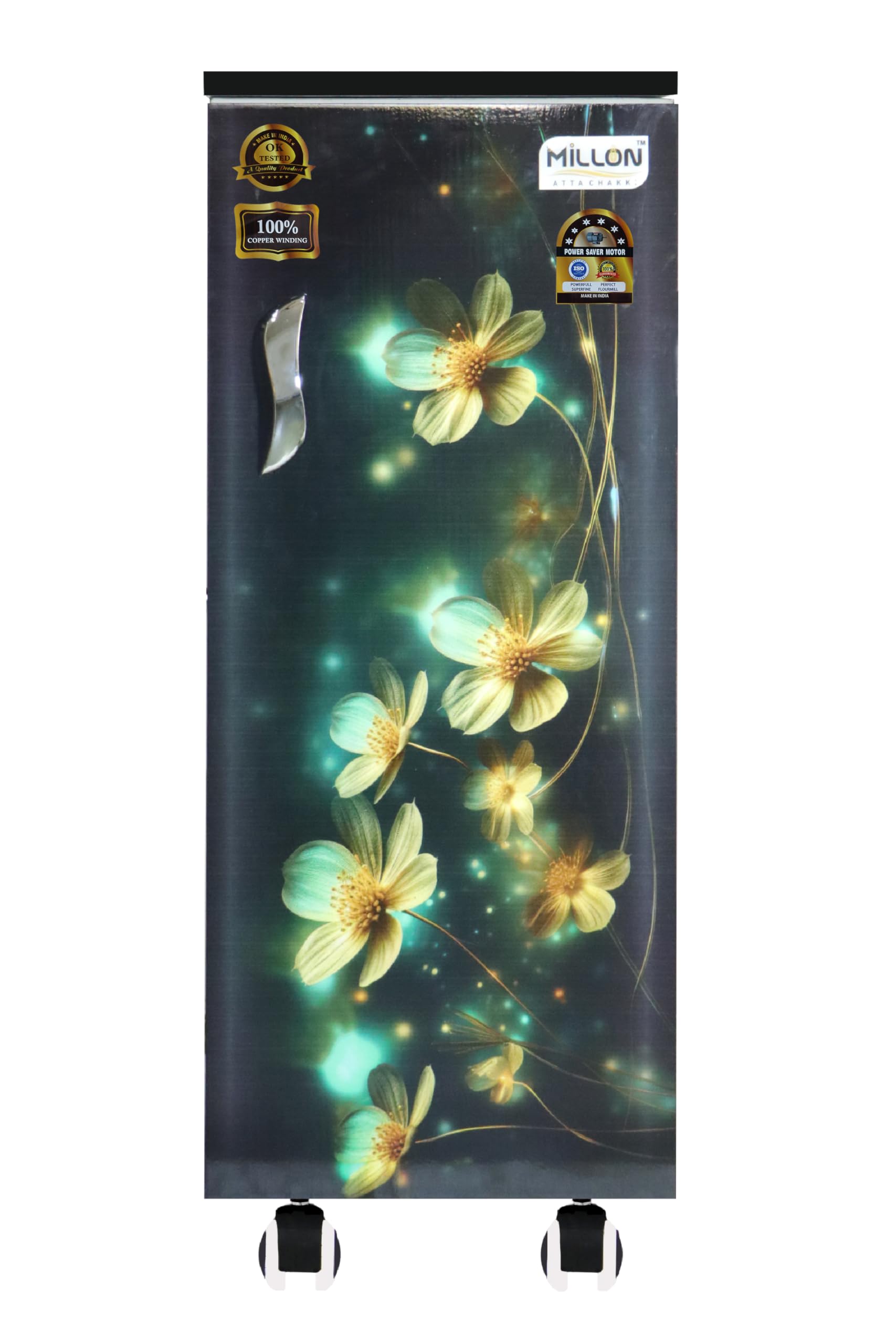 Wood Fully Automatic Domestic Flour Mill Machine, Atta Chakki, Aata Maker Green Flower 2 in 1 Flourmill