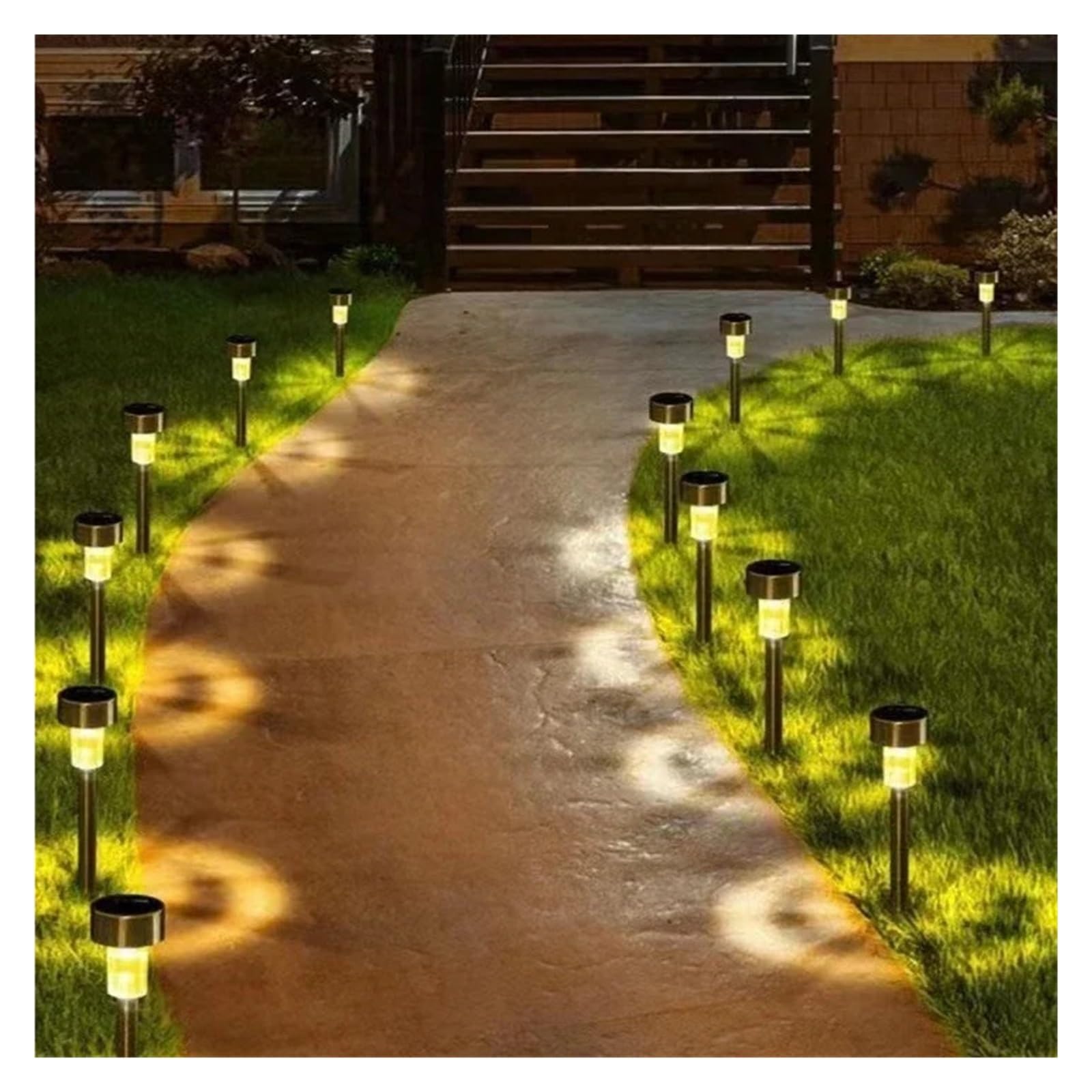 Luces Solares For Exteriores, De Jardín, Lámpara Alimentada Por Energía Solar, Linterna, Iluminación Paisaje Impermeable, Camino, Patio, Decoración Luminoso Y Elegante(Black Shell-Warm,20Pcs)