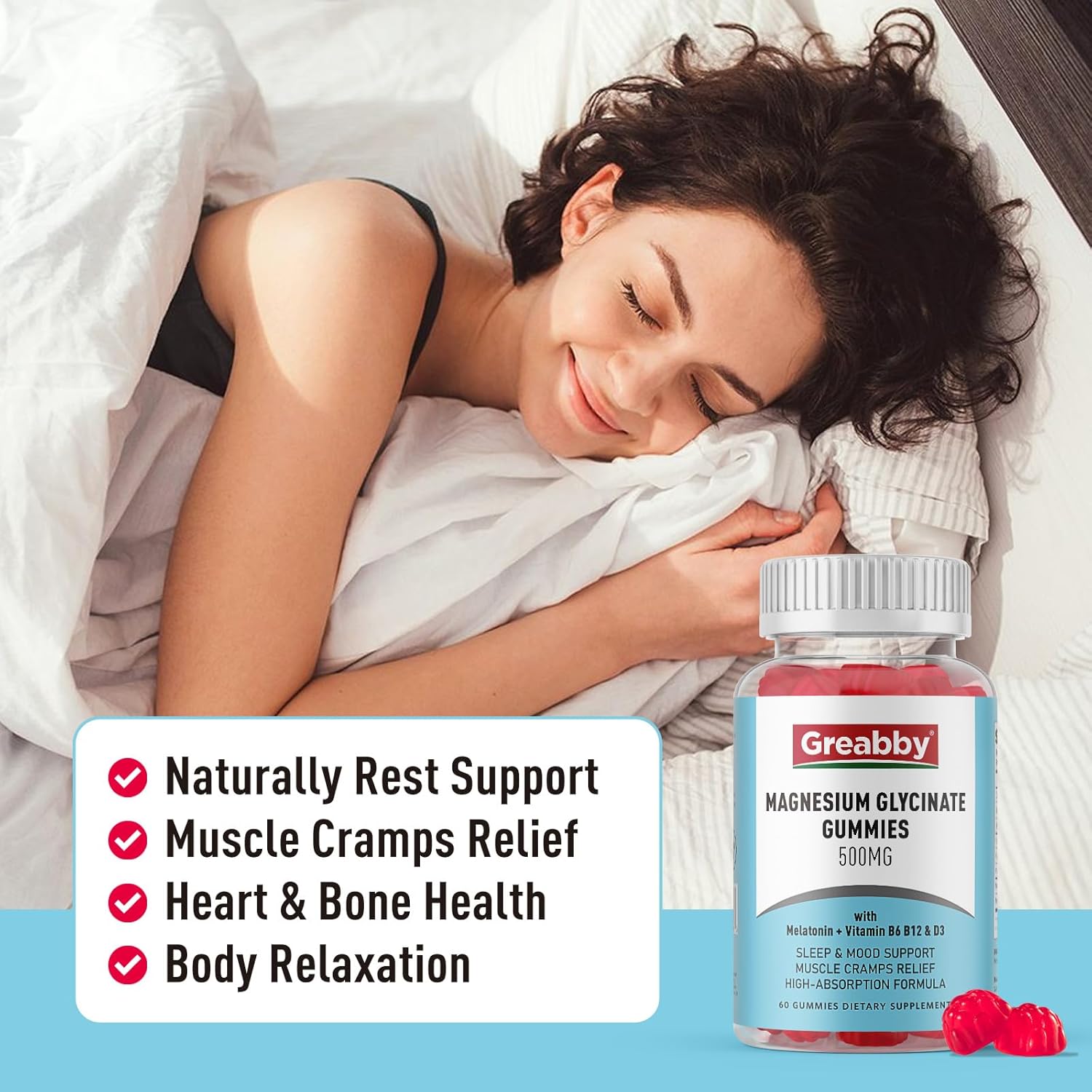 Potassium Gummies & Magnesium Gummies, Potassium Chloride 500mg, Magnesium Glycinate 500mg, Mineral Supplements for Family
