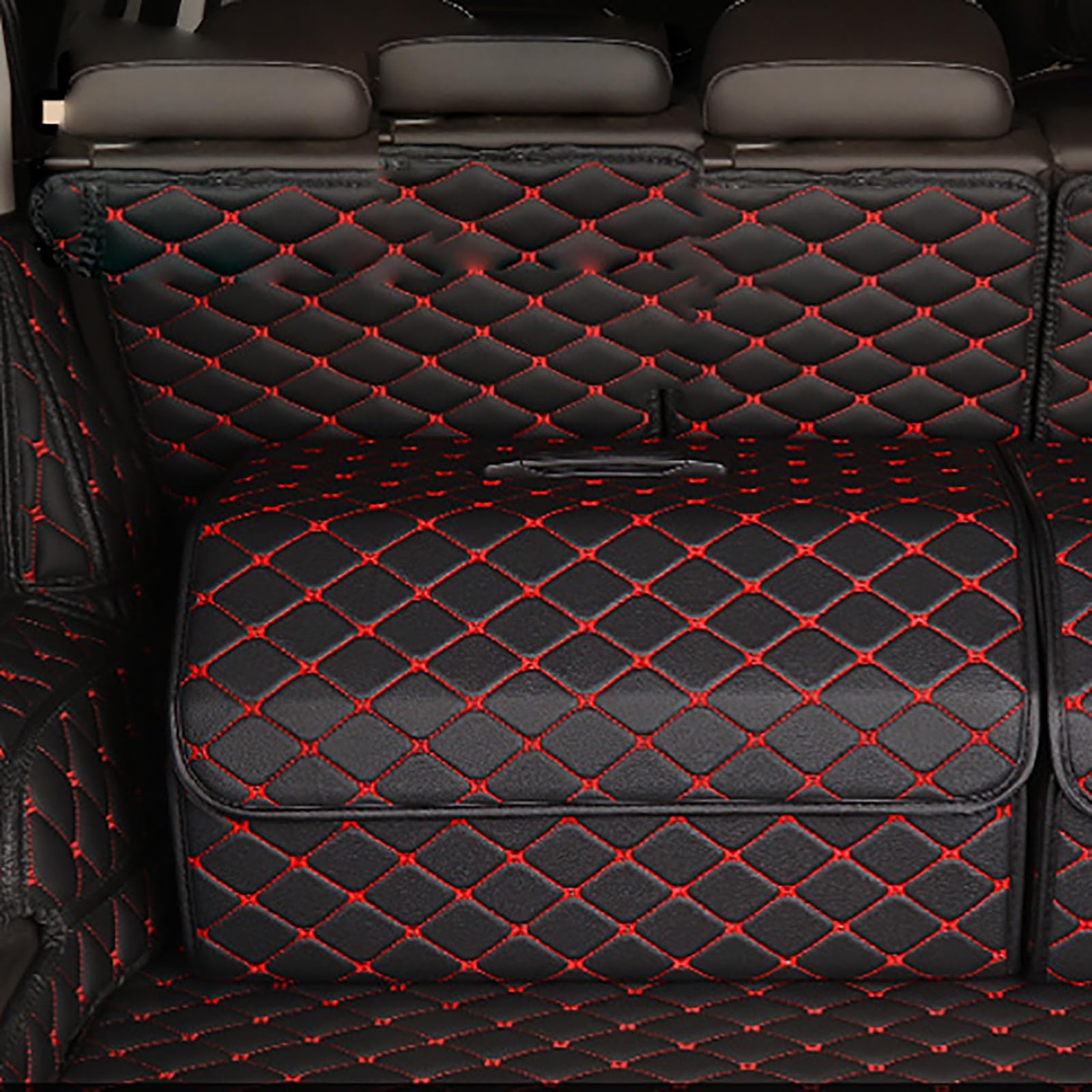 Organizer per Bagagliaio Auto in Pelle per Ford Mustang, Organizer per Baule Auto Pieghevole con Coperchio Accessori Interno Auto,A/Brown-Beige
