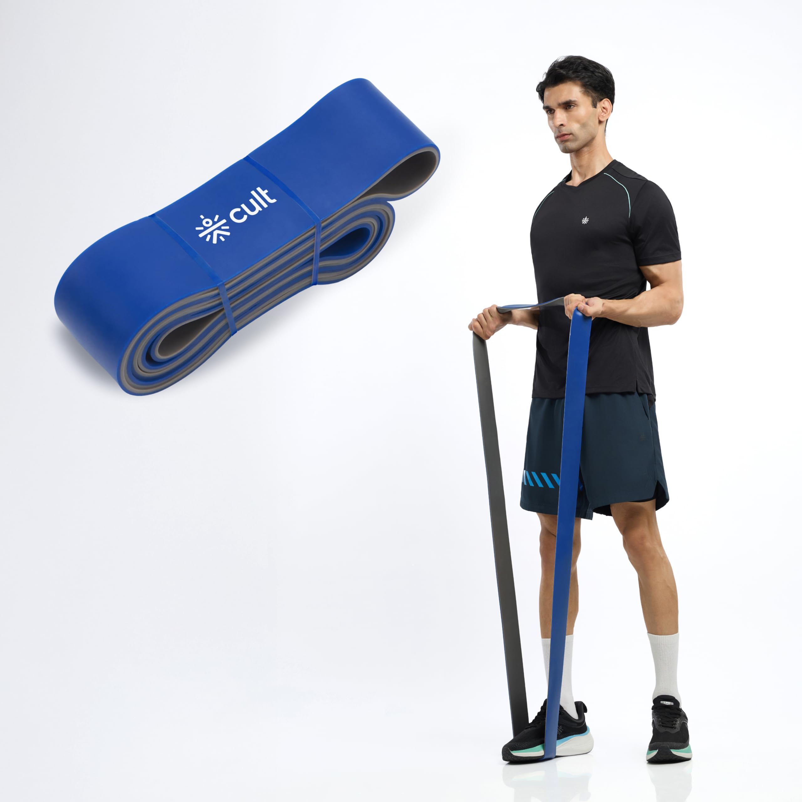 CULT Resistance Band 64MM(30-80Kgs), Extra Heavy TPE Power Band for Strength Training, Assisted Pull-Ups, Mobility Training & Full Body Workouts, Blue & Grey