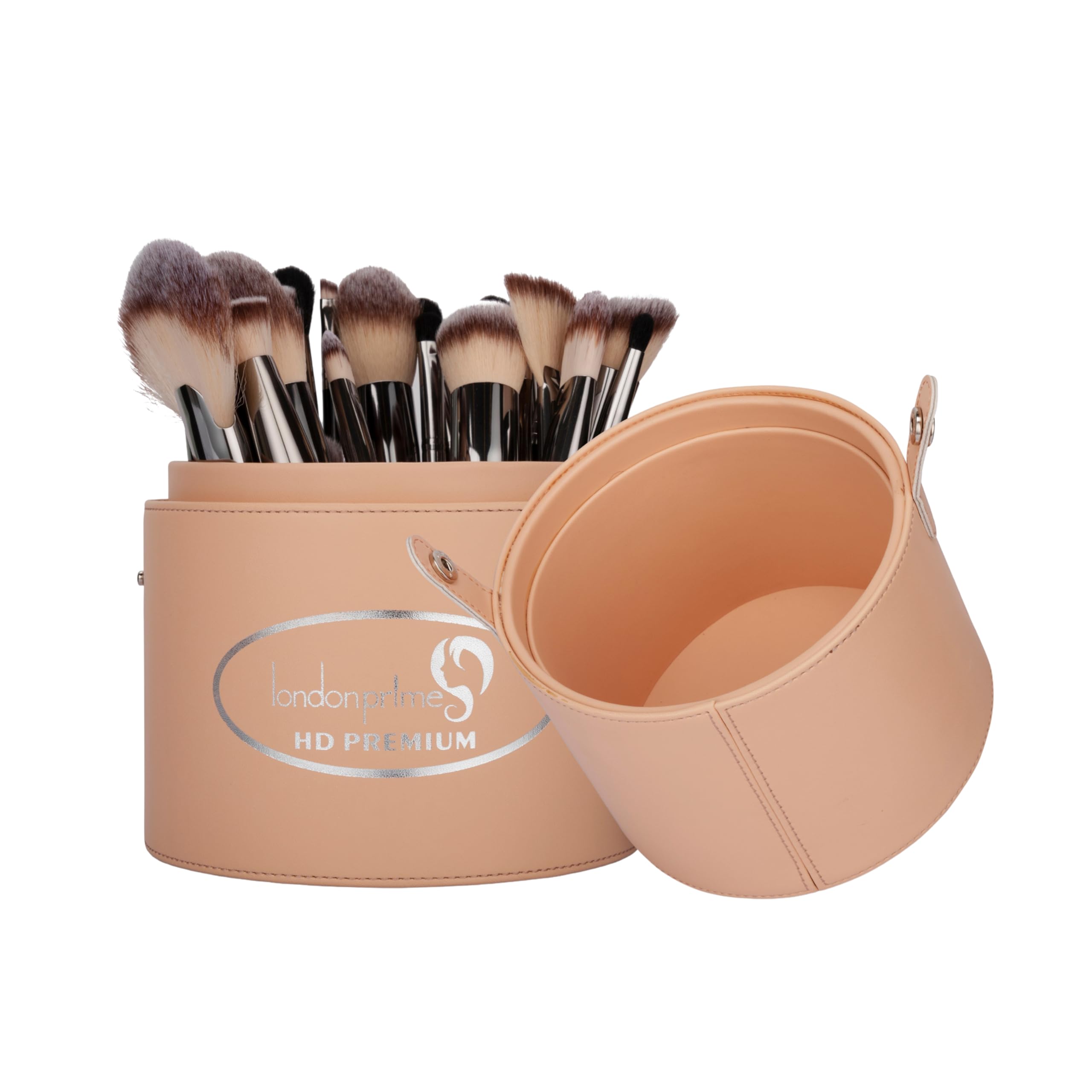 LONDONPRIME London Prime Makeup Empty Brush Holder Large PU Leather Makeup Cosmetic Cup Holders Storage Organizer Case Box (Peach)-image-19