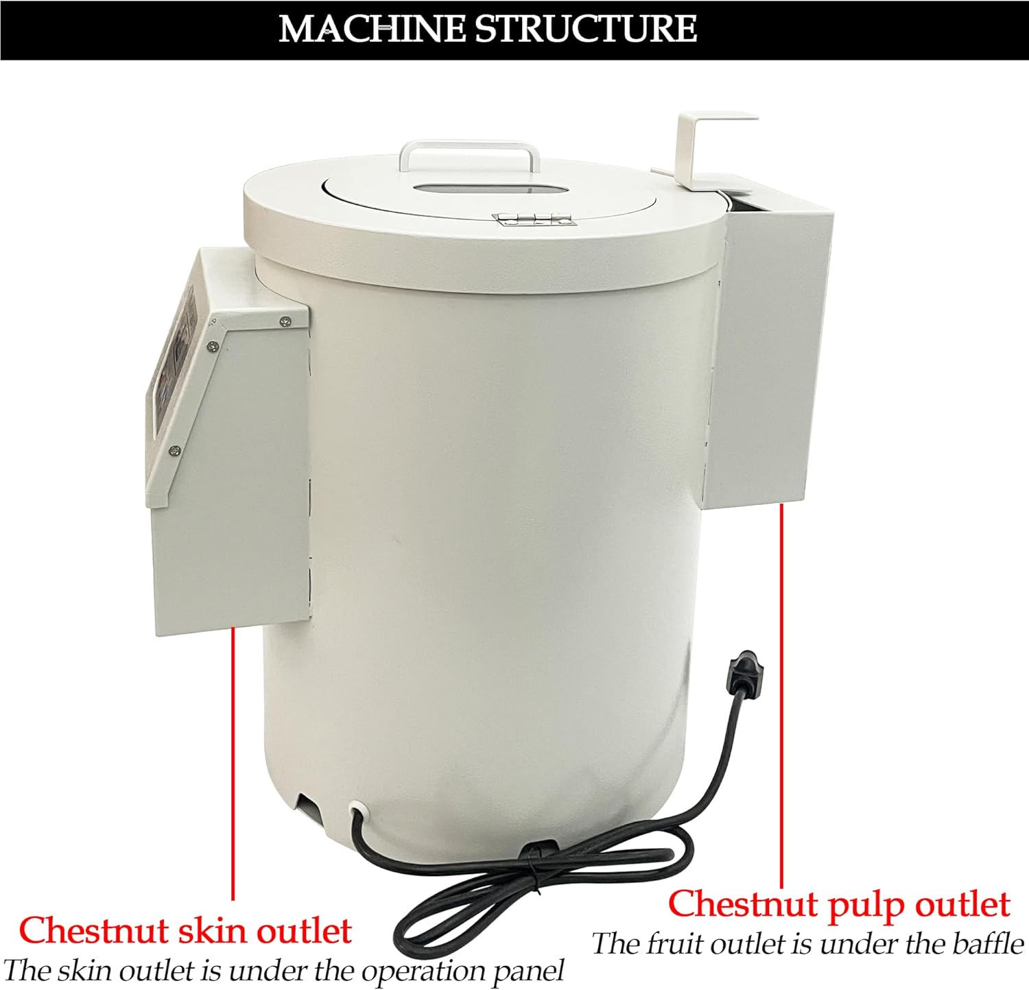 Electric Chestnut Sheller Commercial Intelligent Chestnut Kernel Peeler 580W 220V Automatic Nut Peeling Machine Chestnut Processing Equipment Tool with Alloy Steel Blades