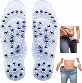2 Pairs Magnetic Insoles, Massage Insoles, Breathable Acupressure Insoles Orthopedic Shoe Inserts Footwear Insoles Pressure Point Reflexology Insole for Women Men,L,Clear