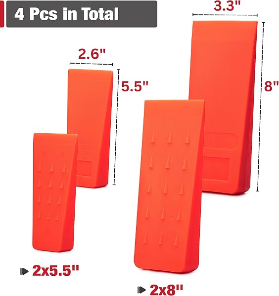 UNCO UNCO- Tree Felling Wedges with Spikes, 4Pack, 5.5" & 8" Wedges with Storage Bag, Splitting Wedge, Plastic Wedges, Logging Tools and Equipment, Chainsaw Wedges for Trees in use