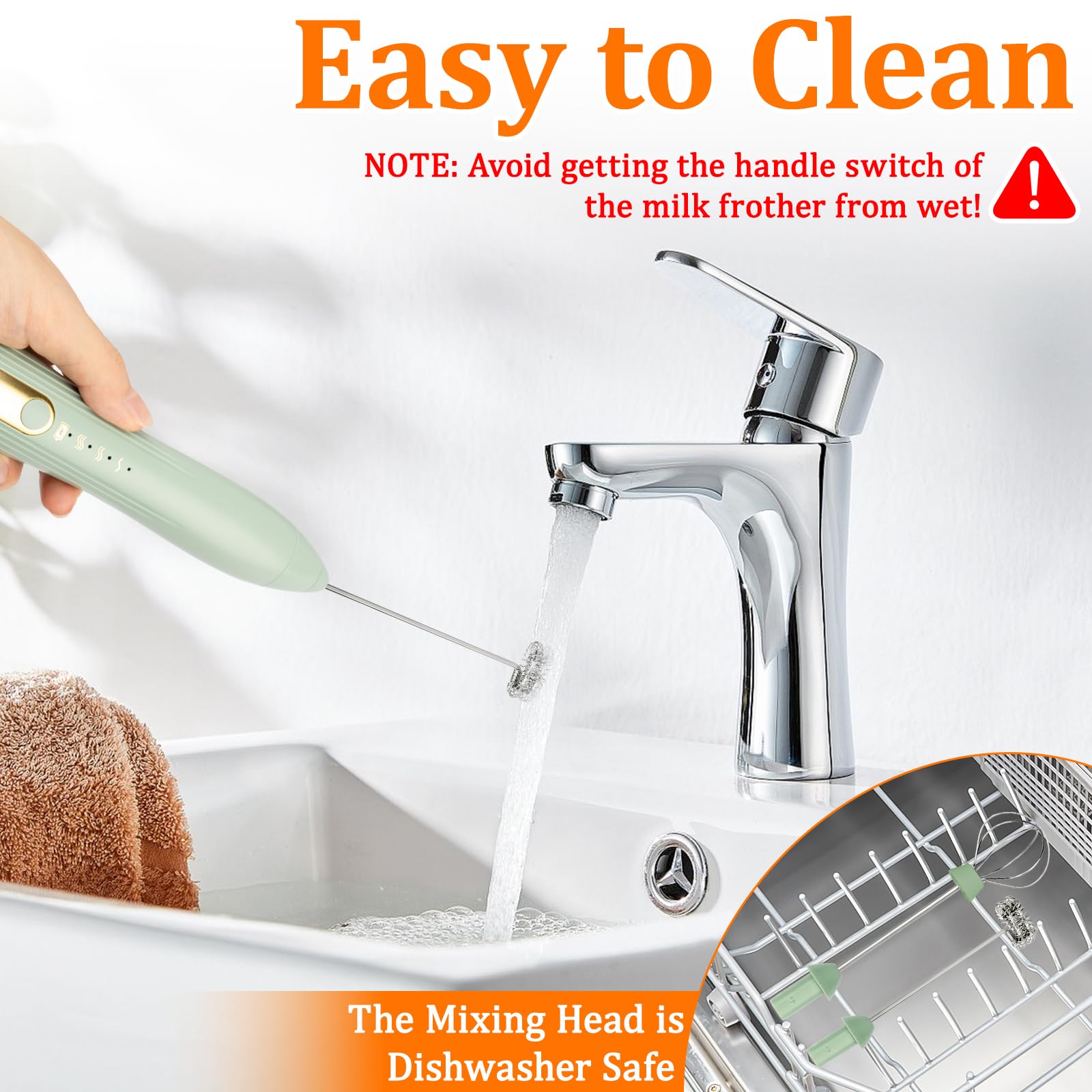 TonJin Milk Frother - Rechargeable & 3 Speed -7