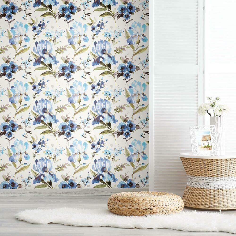 RoomMates RMK11301RL Blue Iris Floral Peel and Stick Wallpaper, Roll - Image 4
