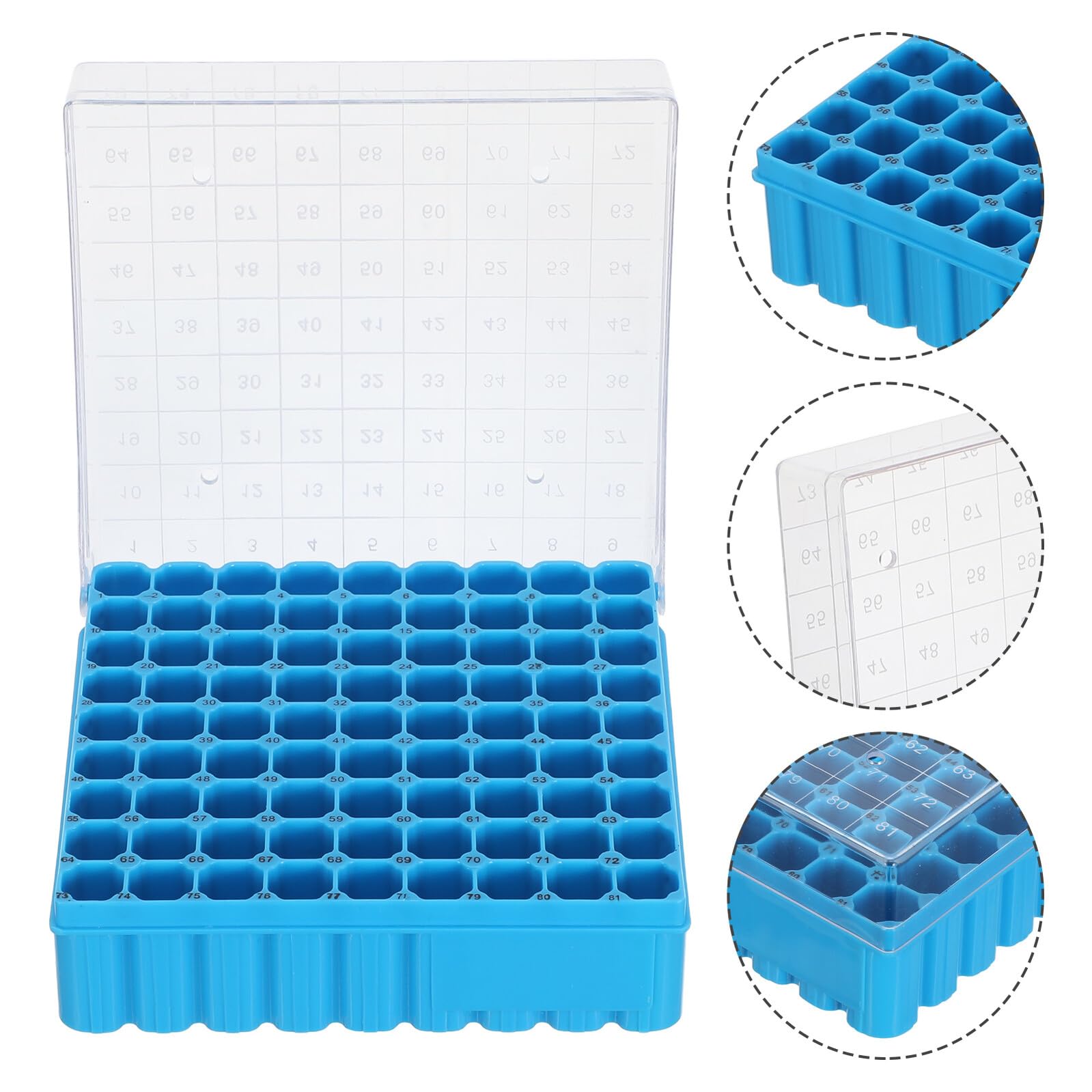 Cabilock Porta Provette in Plastica Blu 81 Pozzetti 1.8ml 2.0ml Laboratorio