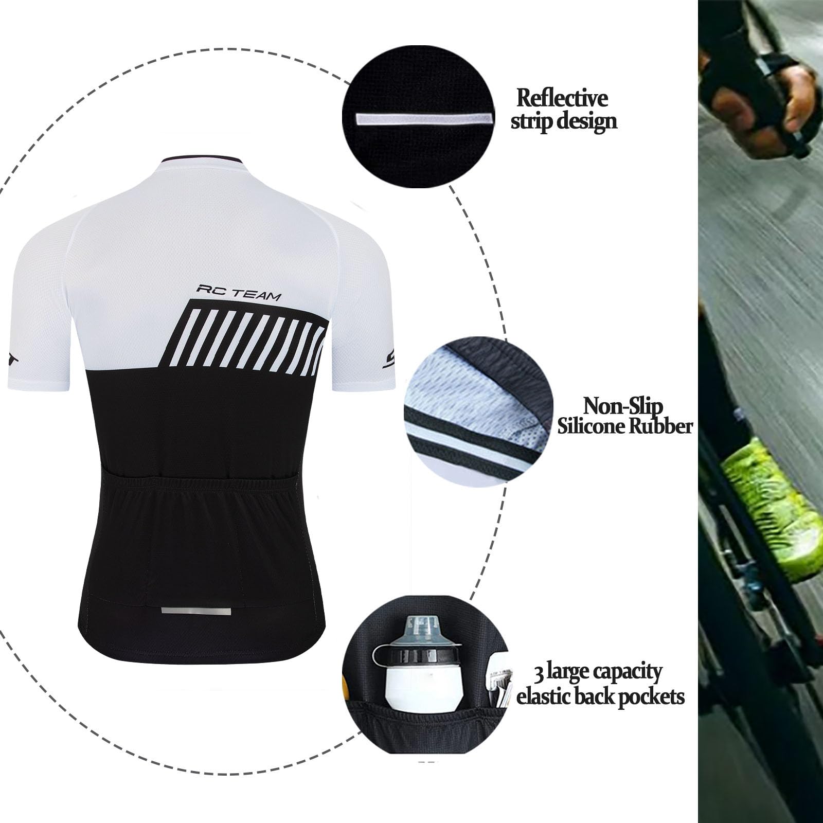Maglia da ciclismo da uomo, a maniche corte, da ciclismo, da uomo, traspirante