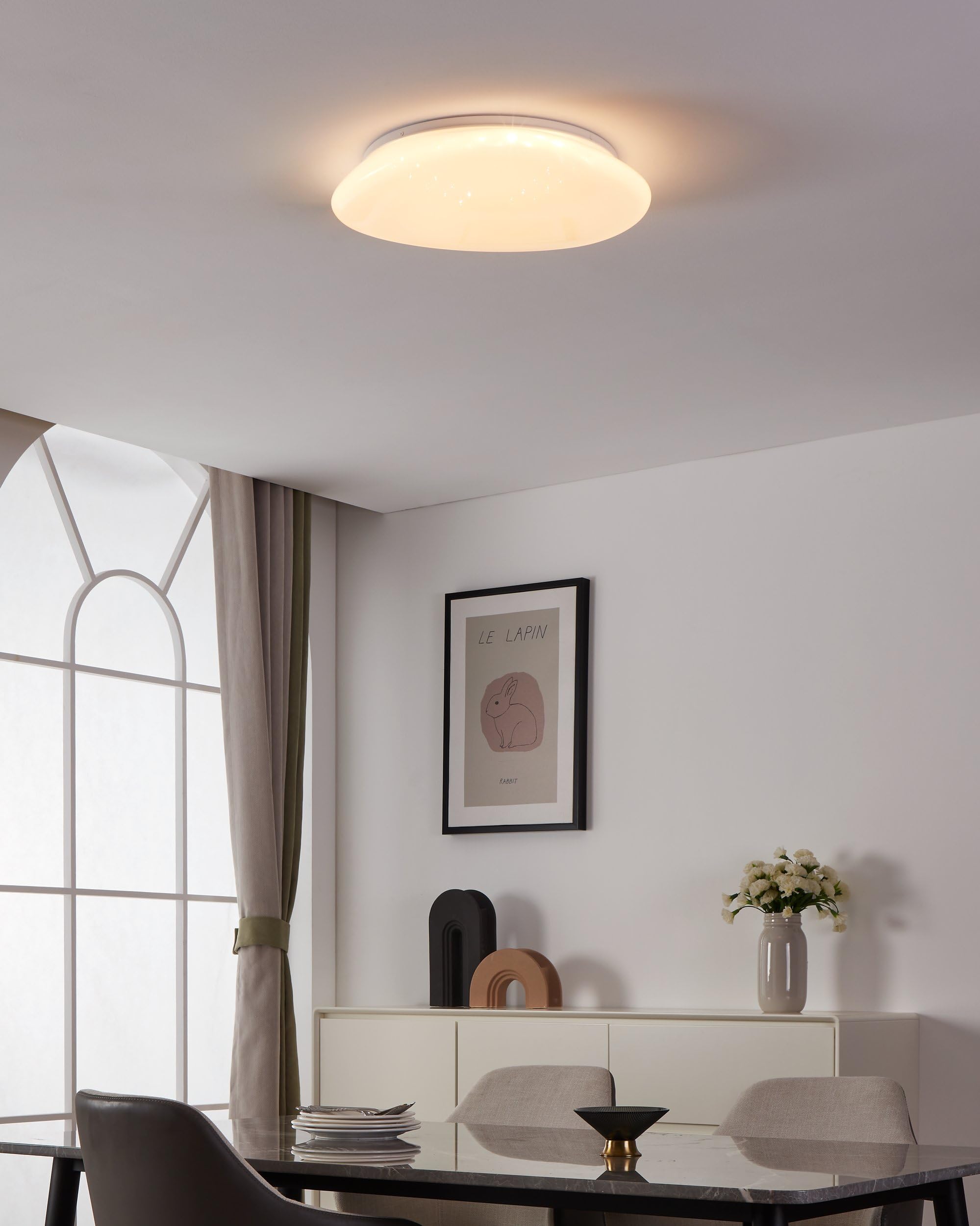 Eglo connect.z Smart Home Led plafoniera Sileras-Z, plafoniera cielo | stellato, ZigBee, app e controllo vocale, colore della luce regolabile, dimmerabile, Ø 43 cm