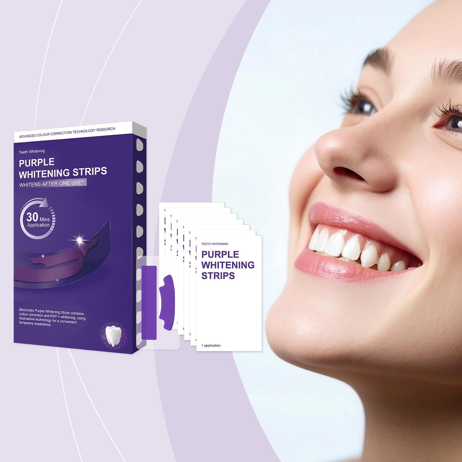 Bande Blanchiment Dentaire Violettes, Sans Danger pour l'émail Blanchiment | Dents pour Correction Dentaire Professionnel Sans Danger pour l'émail Blanchiment de la Couleur Teeth Whitening Strips