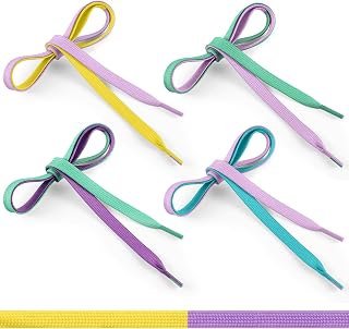 4 Pair Learning Shoelaces Dual Color Tie Shoe Laces